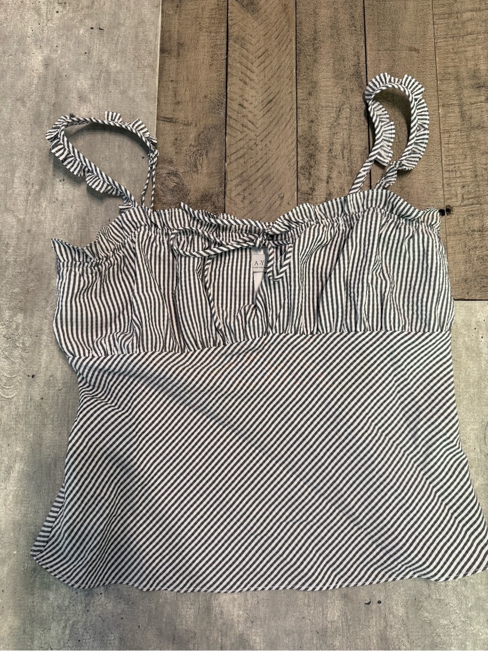 Wayf Black and White Striped Tie-Shoulder Camisole